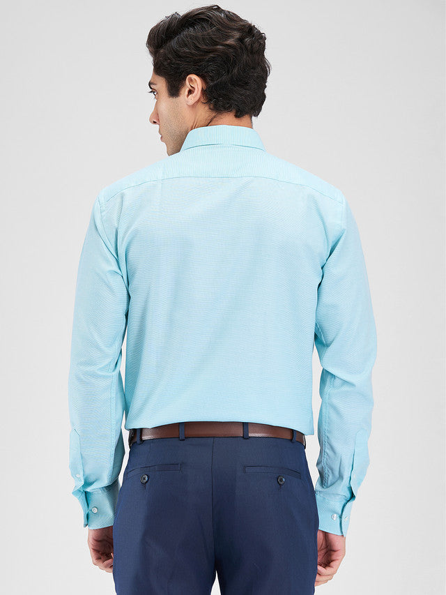 Park Avenue Blue Structure Slim Fit Cotton Blend Formal Shirt