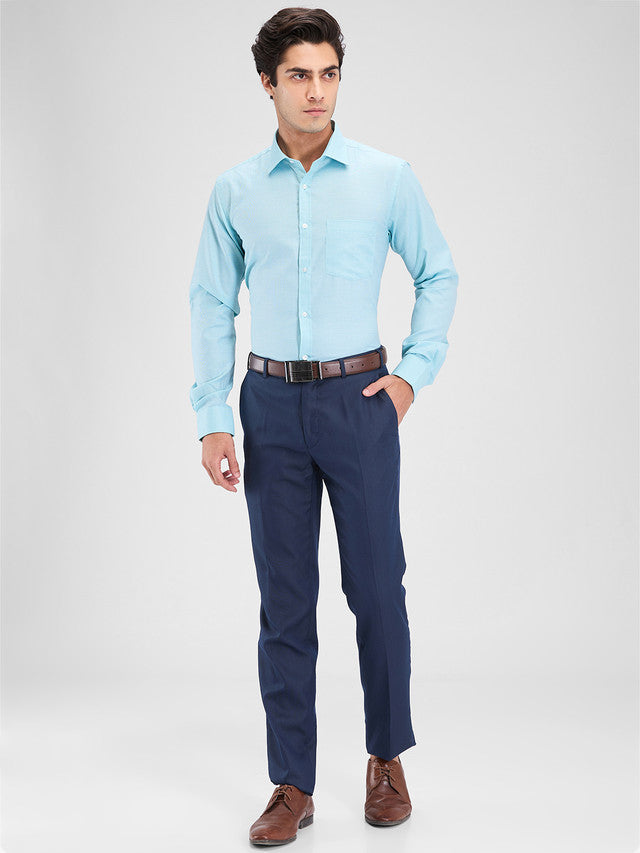 Park Avenue Blue Structure Slim Fit Cotton Blend Formal Shirt