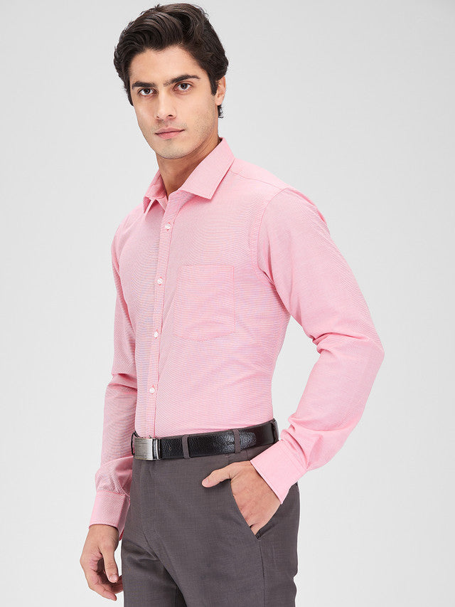 Park Avenue Pink Structure Slim Fit Cotton Blend Formal Shirt