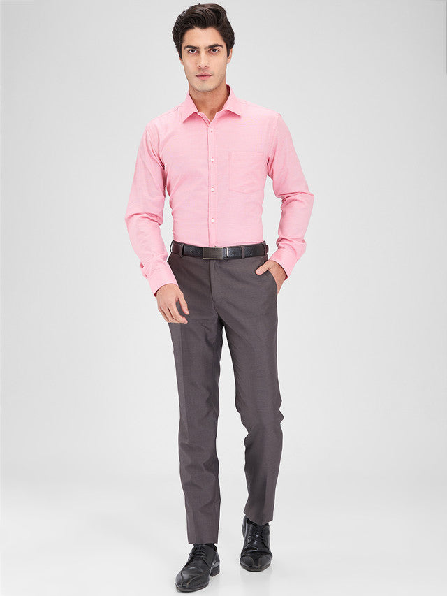 Park Avenue Pink Structure Slim Fit Cotton Blend Formal Shirt