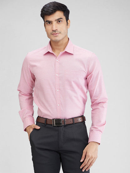 Park Avenue Pink Structure Slim Fit Full Sleeve Cotton Blend Shirt