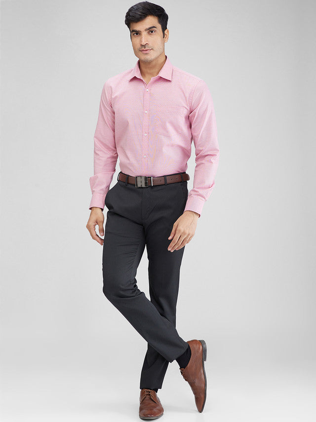 Park Avenue Pink Structure Slim Fit Full Sleeve Cotton Blend Shirt