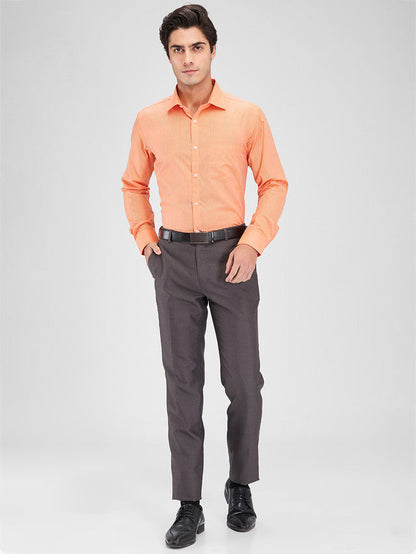 Park Avenue Orange Stripe Slim Fit Cotton Blend Formal Shirt