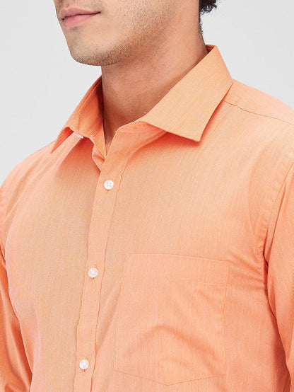 Park Avenue Orange Stripe Slim Fit Cotton Blend Formal Shirt