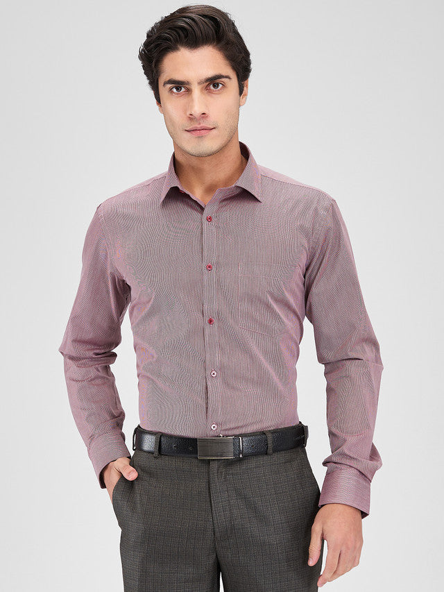 Park Avenue Maroon Stripe Slim Fit Cotton Blend Formal Shirt