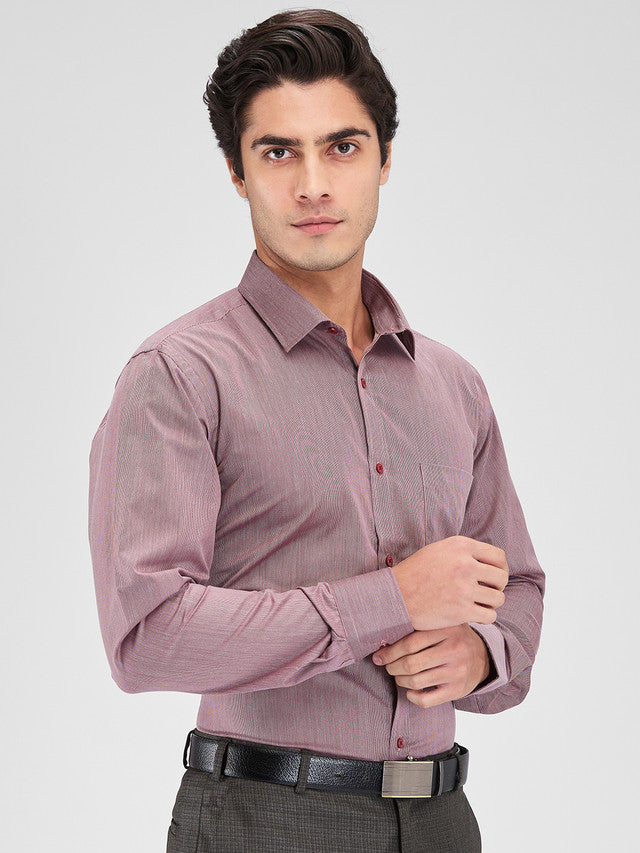 Park Avenue Maroon Stripe Slim Fit Cotton Blend Formal Shirt