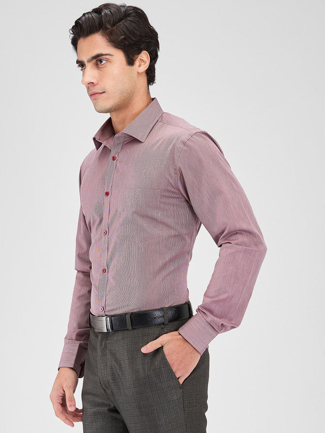 Park Avenue Maroon Stripe Slim Fit Cotton Blend Formal Shirt