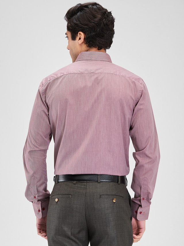 Park Avenue Maroon Stripe Slim Fit Cotton Blend Formal Shirt