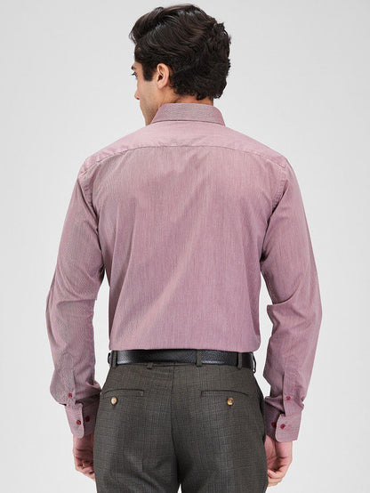 Park Avenue Maroon Stripe Slim Fit Cotton Blend Formal Shirt
