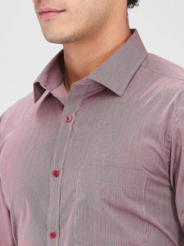 Park Avenue Maroon Stripe Slim Fit Cotton Blend Formal Shirt