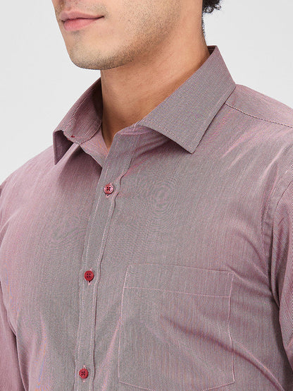 Park Avenue Maroon Stripe Slim Fit Cotton Blend Formal Shirt