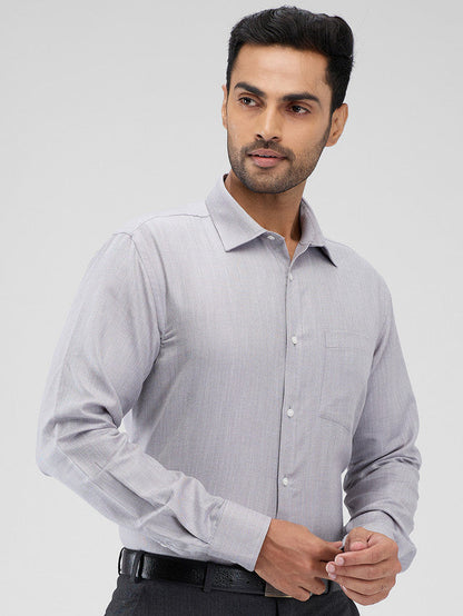 Park Avenue Grey Structure Slim Fit Cotton Blend Formal Shirt