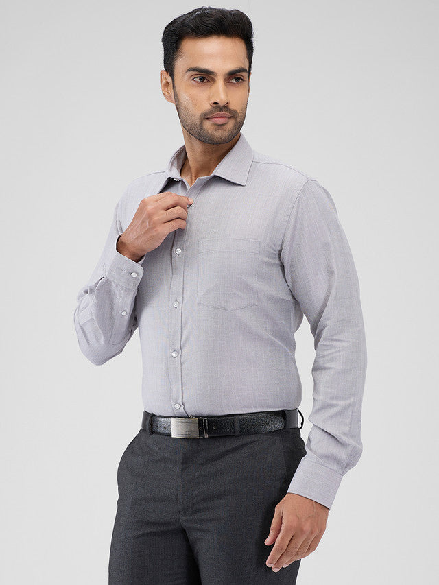 Park Avenue Grey Structure Slim Fit Cotton Blend Formal Shirt