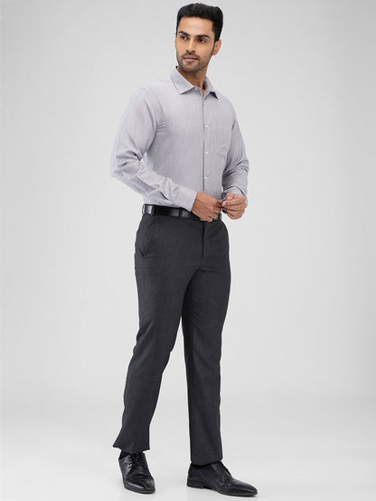 Park Avenue Grey Structure Slim Fit Cotton Blend Formal Shirt