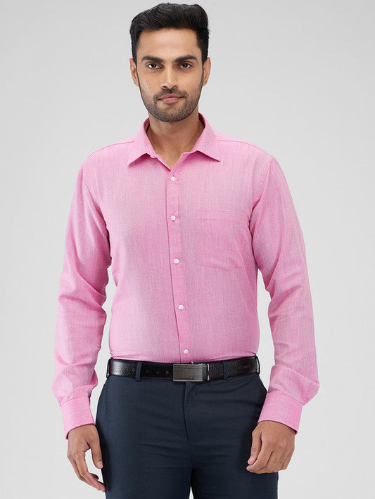 Park Avenue Pink Structure Slim Fit Cotton Blend Formal Shirt