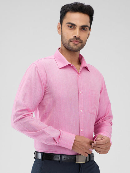 Park Avenue Pink Structure Slim Fit Cotton Blend Formal Shirt