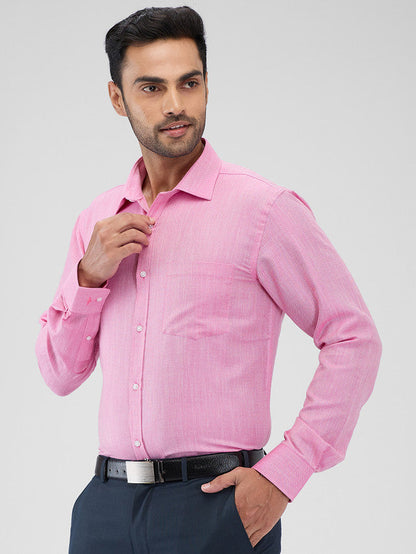 Park Avenue Pink Structure Slim Fit Cotton Blend Formal Shirt