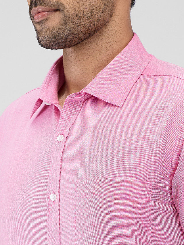 Park Avenue Pink Structure Slim Fit Cotton Blend Formal Shirt