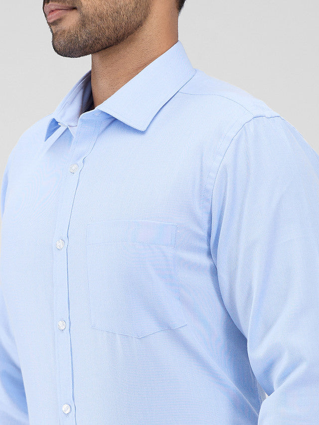 Park Avenue Blue Structure Slim Fit Cotton Blend Formal Shirt