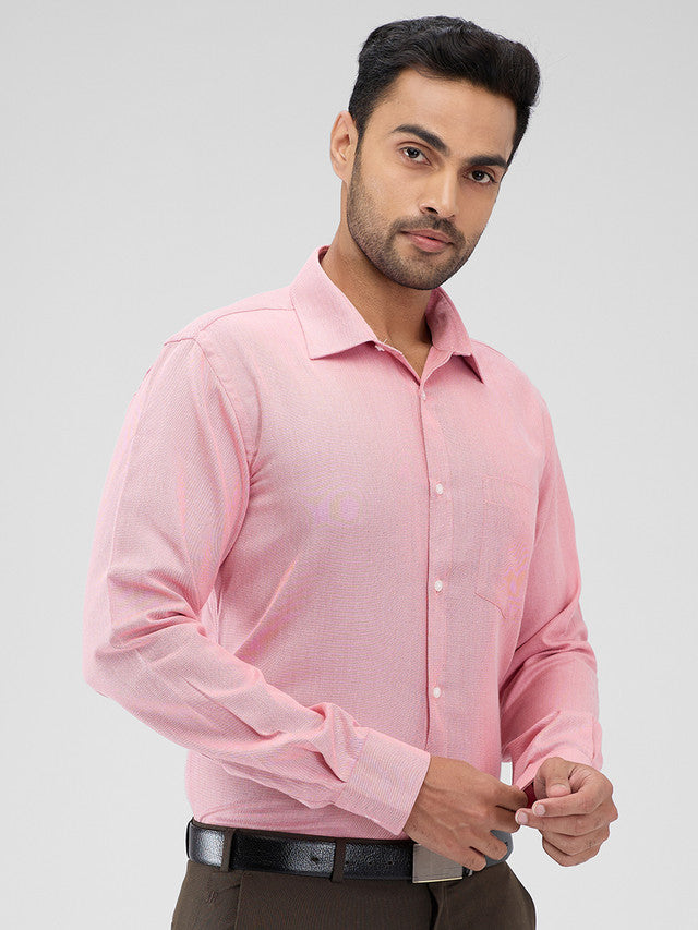 Park Avenue Pink Structure Slim Fit Cotton Blend Formal Shirt