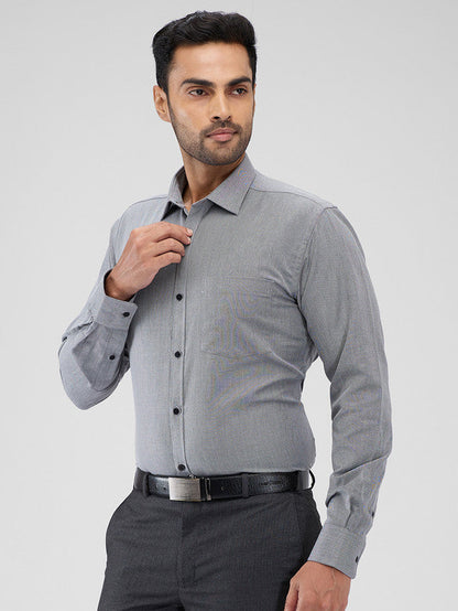 Park Avenue Grey Structure Slim Fit Cotton Blend Formal Shirt