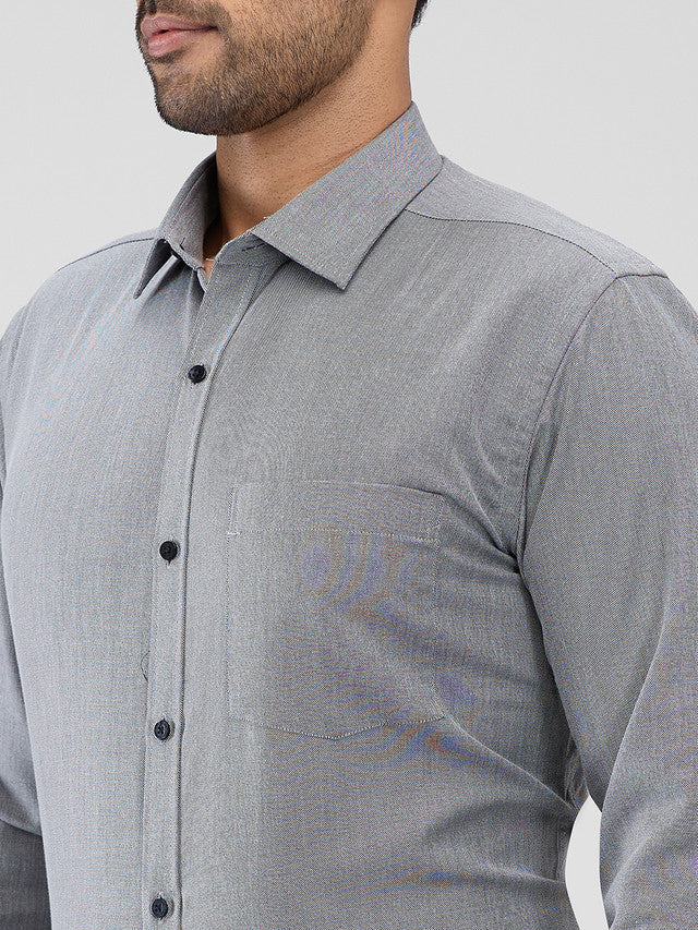 Park Avenue Grey Structure Slim Fit Cotton Blend Formal Shirt