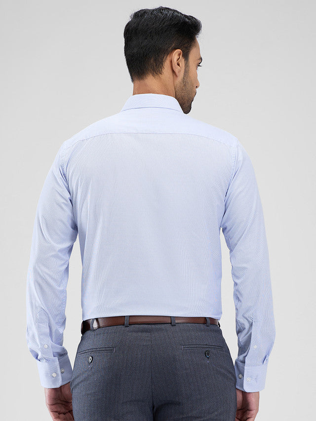 Park Avenue Blue Stripe Slim Fit Cotton Blend Formal Shirt
