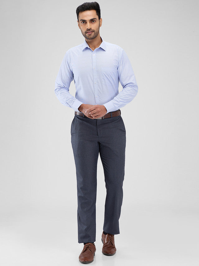 Park Avenue Blue Stripe Slim Fit Cotton Blend Formal Shirt