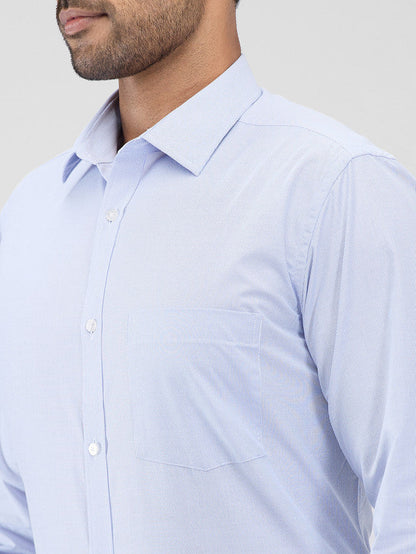 Park Avenue Blue Stripe Slim Fit Cotton Blend Formal Shirt