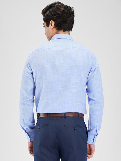 Park Avenue Blue Structure Slim Fit Cotton Blend Formal Shirt