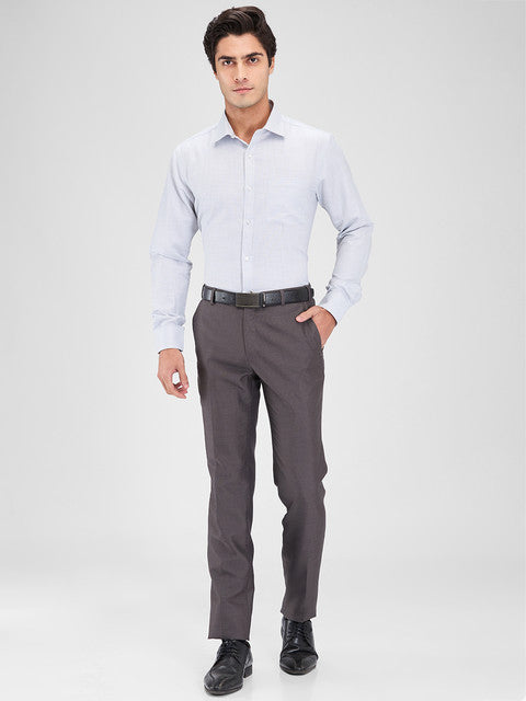 Park Avenue Men Grey Structure Slim Fit Cotton Blend Shirt