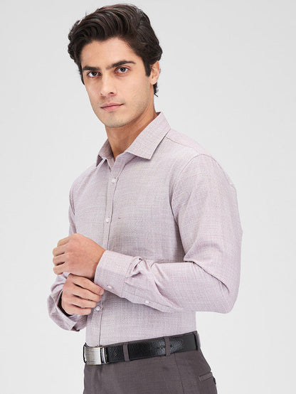 Park Avenue Maroon Structure Slim Fit Cotton Blend Formal Shirt