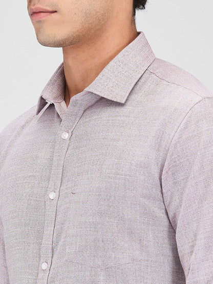 Park Avenue Maroon Structure Slim Fit Cotton Blend Formal Shirt