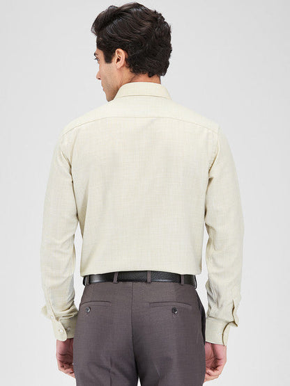 Park Avenue Men Khaki Structure Slim Fit Cotton Blend Shirt