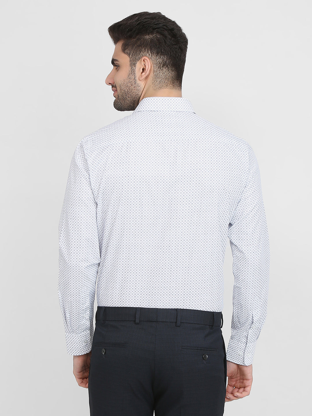 Park Avenue Men Blue Printed Slim Fit Polyester Blend Formal Shirt