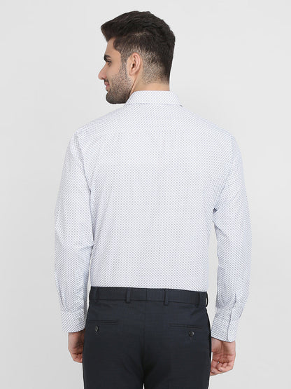 Park Avenue Men Blue Printed Slim Fit Polyester Blend Formal Shirt