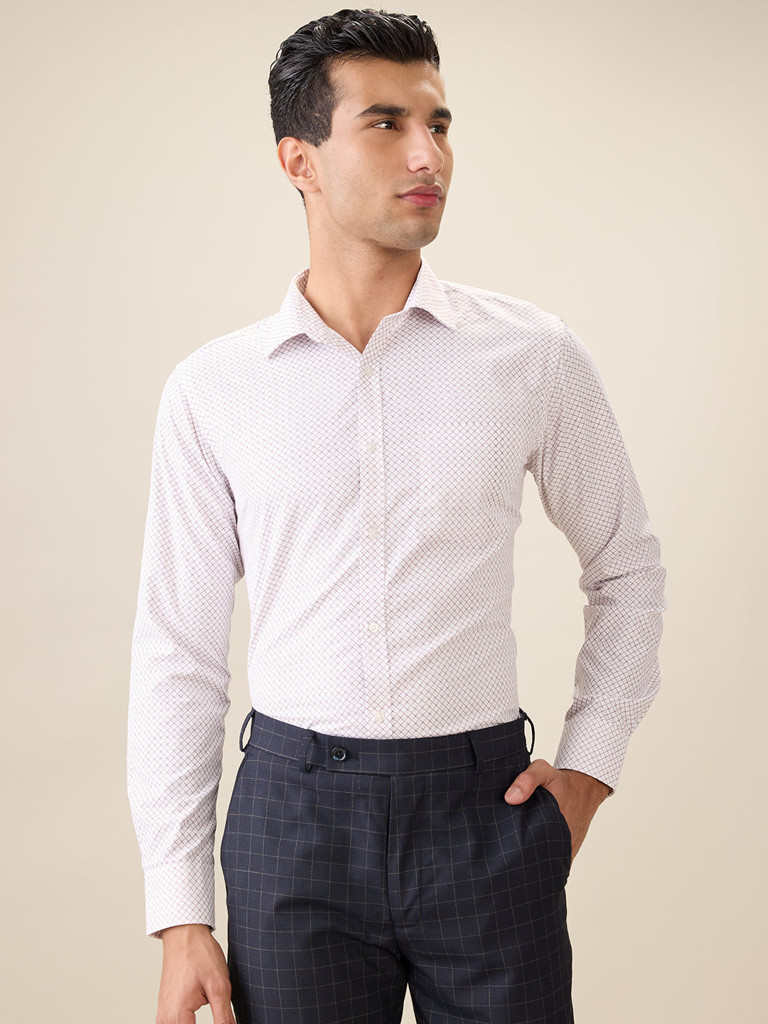 Park Avenue Men Maroon Printed Slim Fit Polyester Blend Full Sleeve Formal Shirt