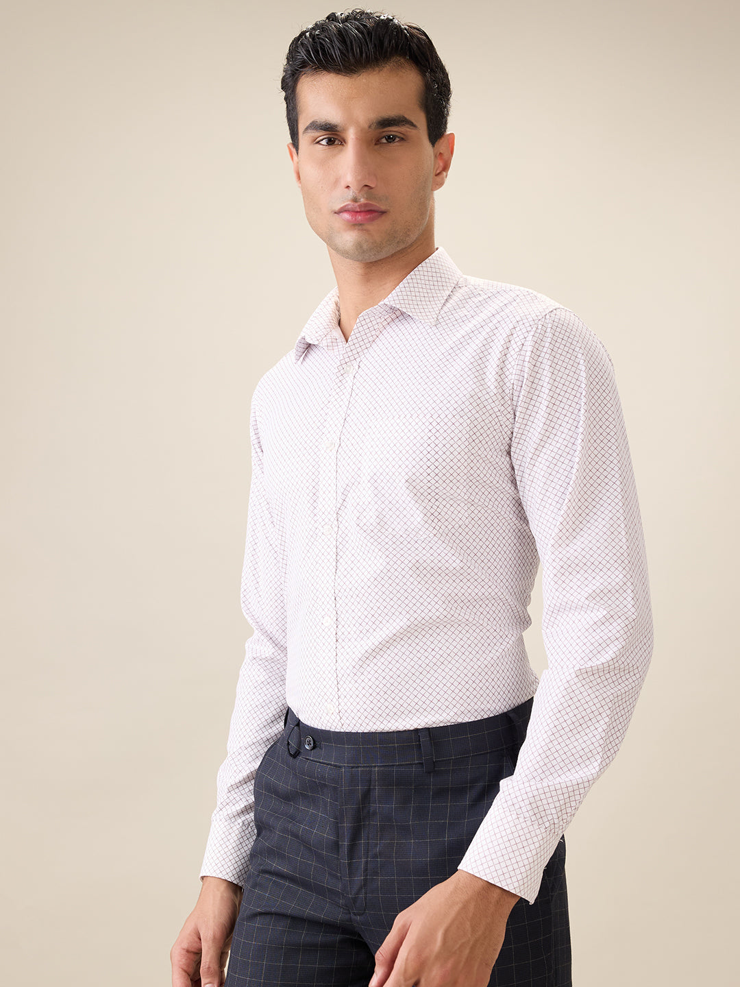 Park Avenue Men Maroon Printed Slim Fit Polyester Blend Full Sleeve Formal Shirt