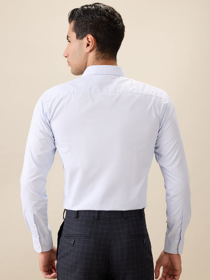 Park Avenue Men Blue Structure Slim Fit Polyester Blend Full Sleeve Formal Shirt