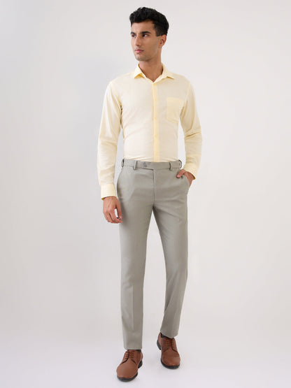 Park Avenue Men Yellow Structure Slim Fit Cotton Full Sleeve Formal Shirt