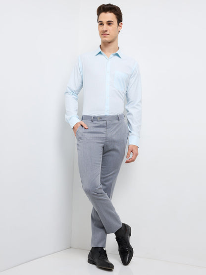 Park Avenue Men Blue Solid Slim Fit Polyester Blend Formal Shirt