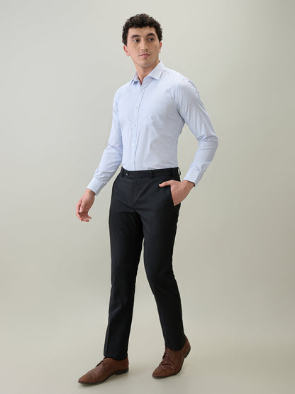 Park Avenue Men Blue Stripe Slim Fit Cotton Blend Formal Shirt
