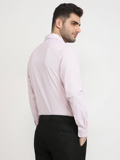 Park Avenue Men Pink Stripe Slim Fit Cotton Blend Formal Shirt