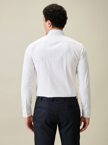 Park Avenue Men Blue Checks Slim Fit Cotton Blend Formal Shirt