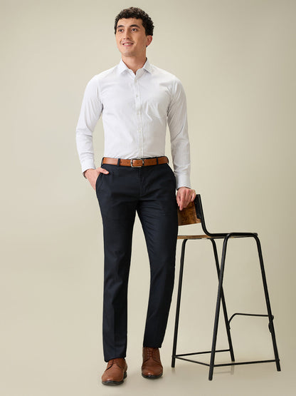 Park Avenue Men Blue Checks Slim Fit Cotton Blend Formal Shirt