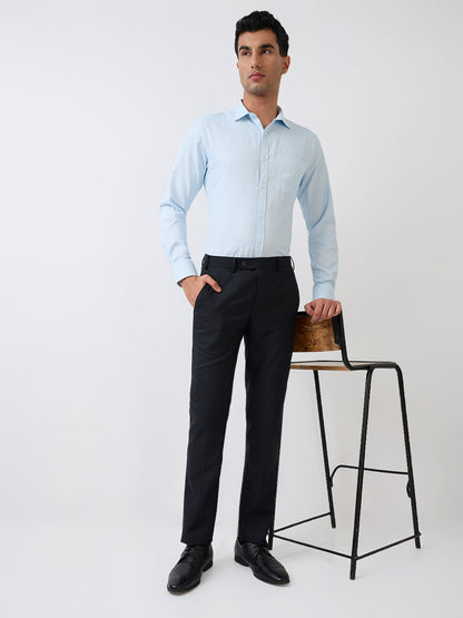 Park Avenue Men Blue Structure Slim Fit Polyester Blend Formal Shirt