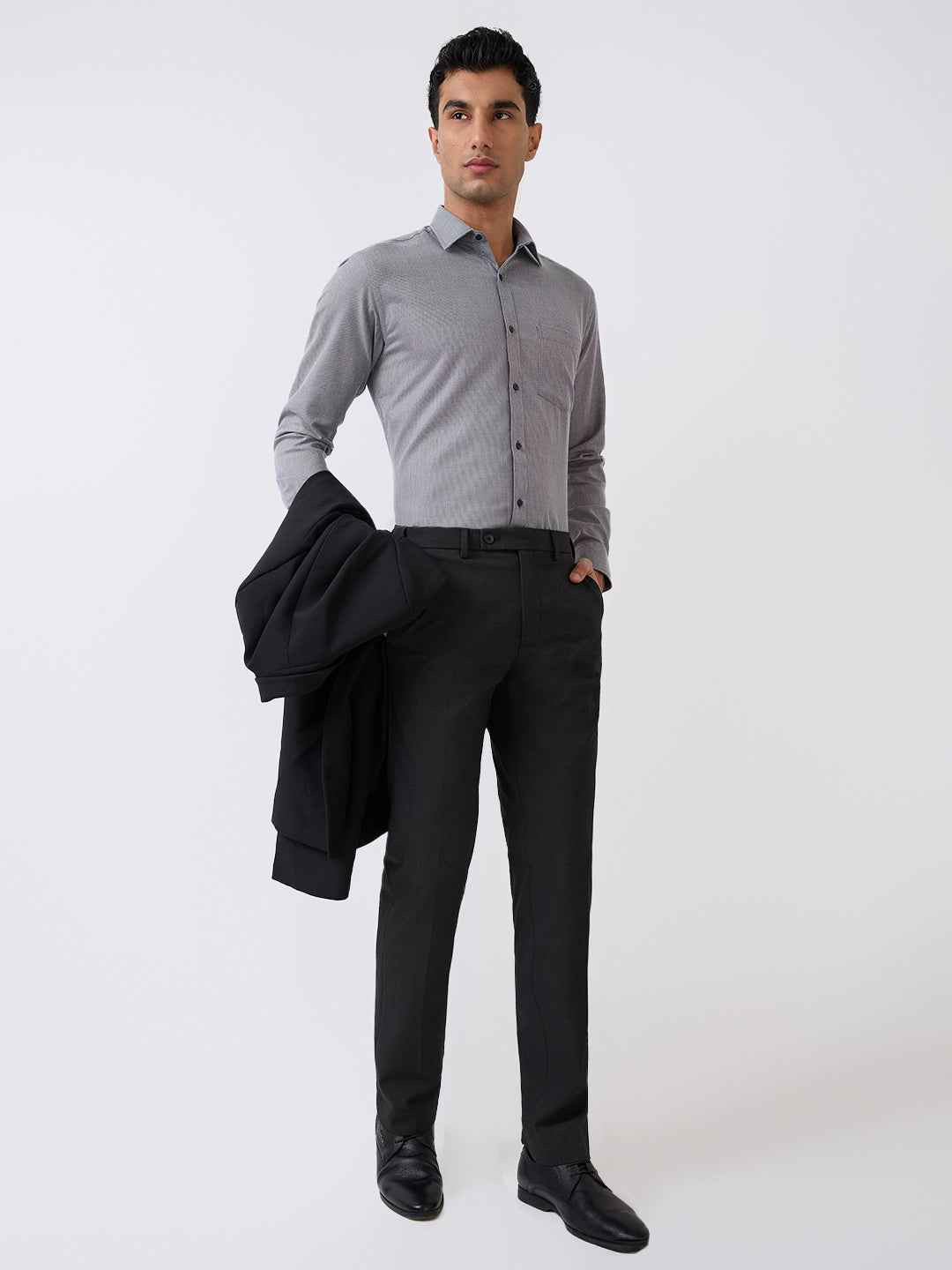 Park Avenue Men Blue Structure Slim Fit Polyester Blend Formal Shirt