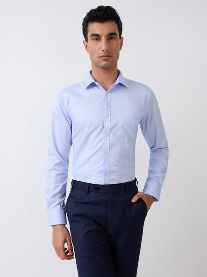 Park Avenue Men Blue Structure Slim Fit Polyester Blend Formal Shirt