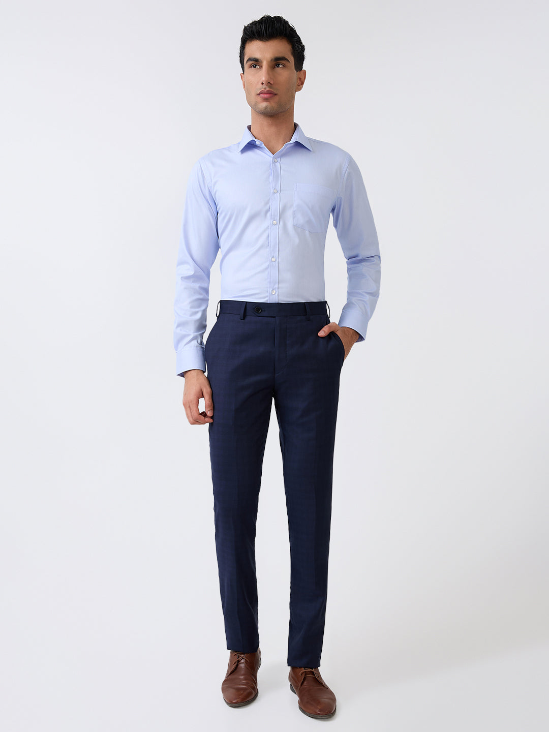 Park Avenue Men Blue Structure Slim Fit Polyester Blend Formal Shirt