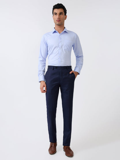 Park Avenue Men Blue Structure Slim Fit Polyester Blend Formal Shirt